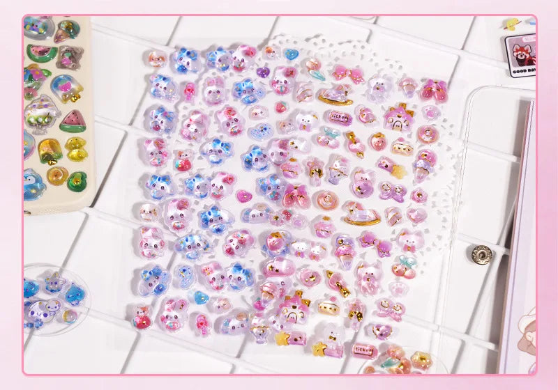 In stock 3D Kids Stickers Cat and Bunny DIY Decorative Stickers for Phones, Notebooks, and Educational Rewards