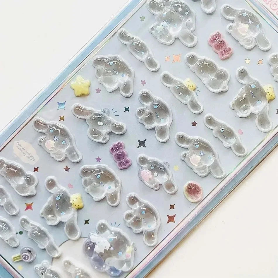 3D Sanrio Hello Kitty Anime Sticker Jelly Toys Phone DIY Crystal Decorative Stickers Christmas Cards Decorative Stickers Gifts