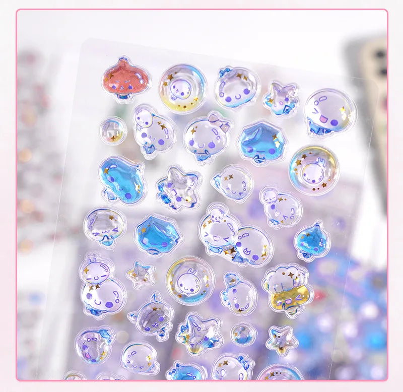 In stock 3D Kids Stickers Cat and Bunny DIY Decorative Stickers for Phones, Notebooks, and Educational Rewards