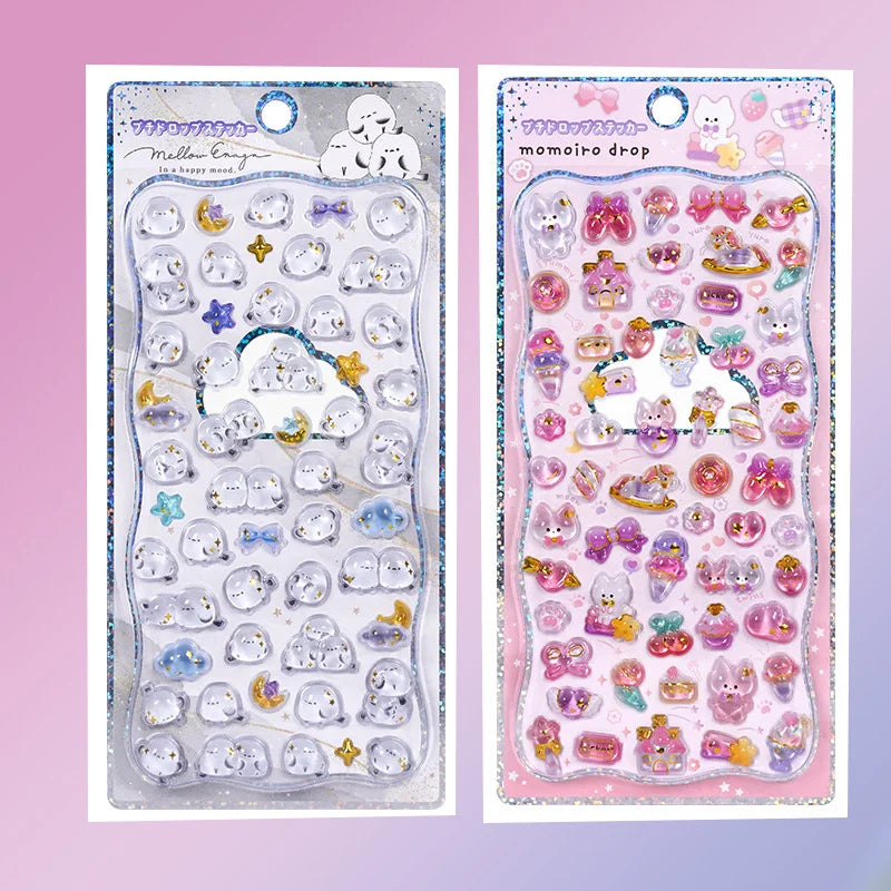 In stock 3D Kids Stickers Cat and Bunny DIY Decorative Stickers for Phones, Notebooks, and Educational Rewards