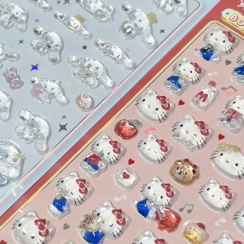 3D Sanrio Hello Kitty Anime Sticker Jelly Toys Phone DIY Crystal Decorative Stickers Christmas Cards Decorative Stickers Gifts