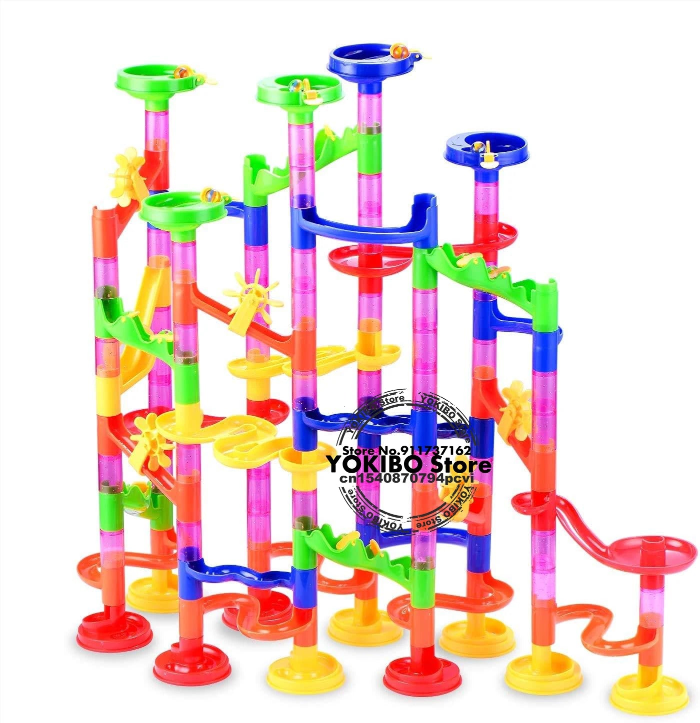 Marble Run Race Track Building Blocks Kids 3D Maze Ball Roll Toy DIY Marble Run Race Coaster Set 80/105/109/133pc Christmas Gift