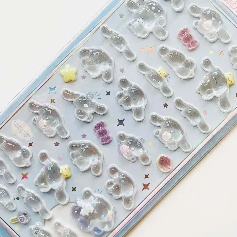 3D Sanrio Hello Kitty Anime Sticker Jelly Toys Phone DIY Crystal Decorative Stickers Christmas Cards Decorative Stickers Gifts