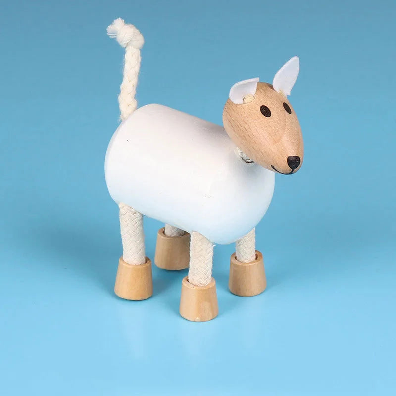 Wooden Action Toy Figures Simulation Animal Movable Joint Model Doll Elephant Monkey Giraffe Lion Educational Toys For Children