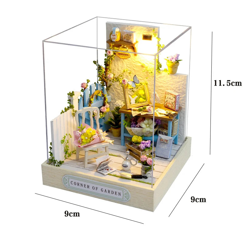 3D Puzzle Building Model Kit Wooden Miniature Doll House With LED Lights Assembled DollHouses Home Decoration Birthday Gifts