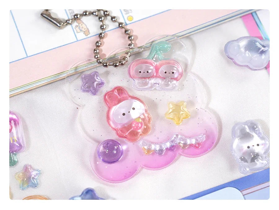 3D Embossed Stickers for Girls - Cute Cartoon Ice Cream/Fruit/Animal - Journal Decor Decals  kawaii