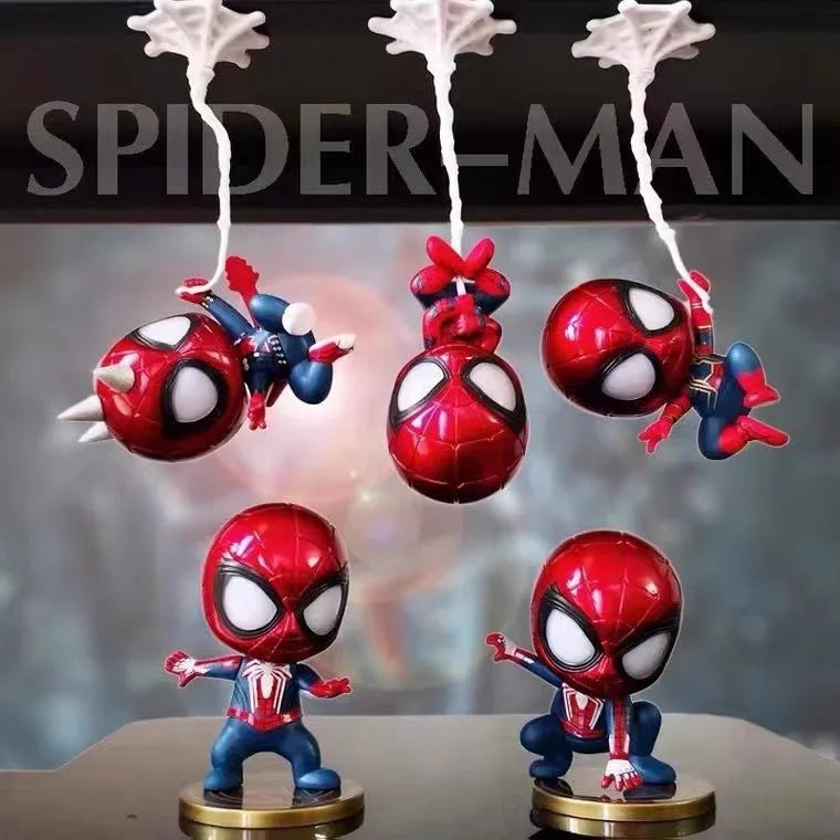 Marvel Q-Version Spider Man Mini Action Figurines Toy Man Desktop Car Ornaments Model Birthday Gifts Wholesale