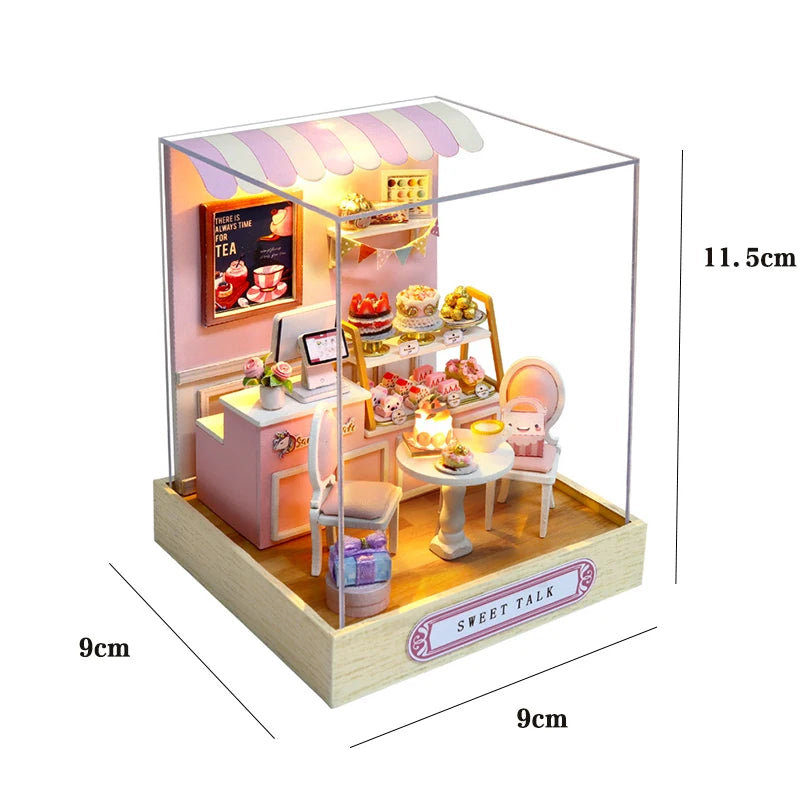 3D Puzzle Building Model Kit Wooden Miniature Doll House With LED Lights Assembled DollHouses Home Decoration Birthday Gifts