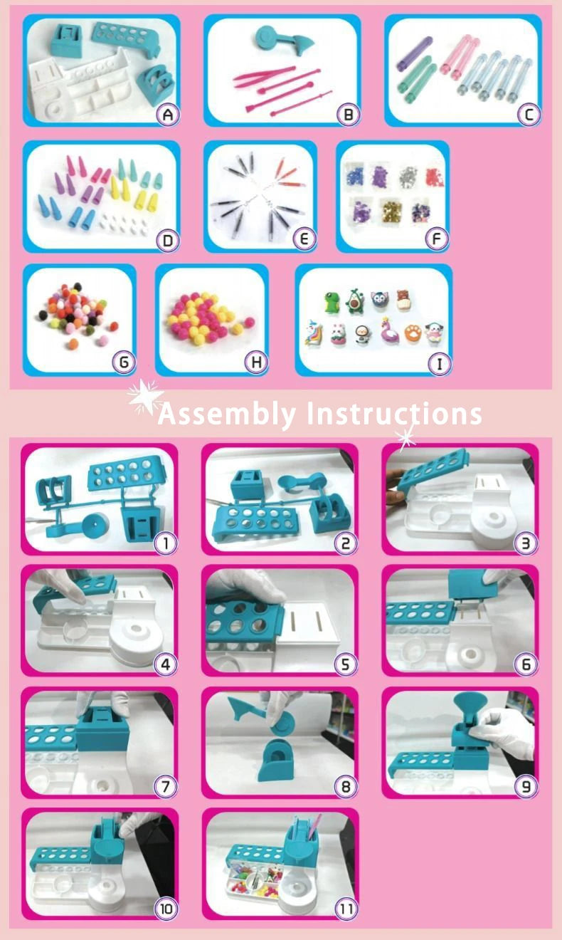 Kids DIY Pen Creator Studio Set - Educational Toy for Children to Make Custom Pens with Decorations, Craft Kit for Creativity &
