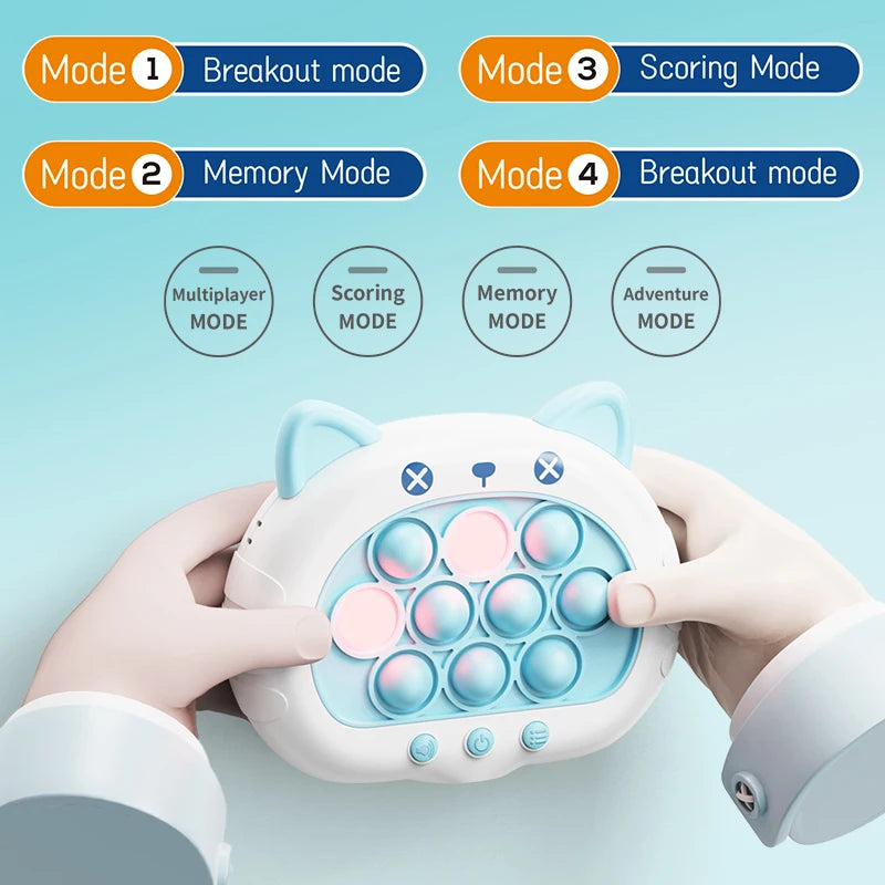 Electronic Pop Quick Push Bubble Game Machine Children's Cartoon Fun Stress Relief Toy Boys and Girls Halloween Gifts