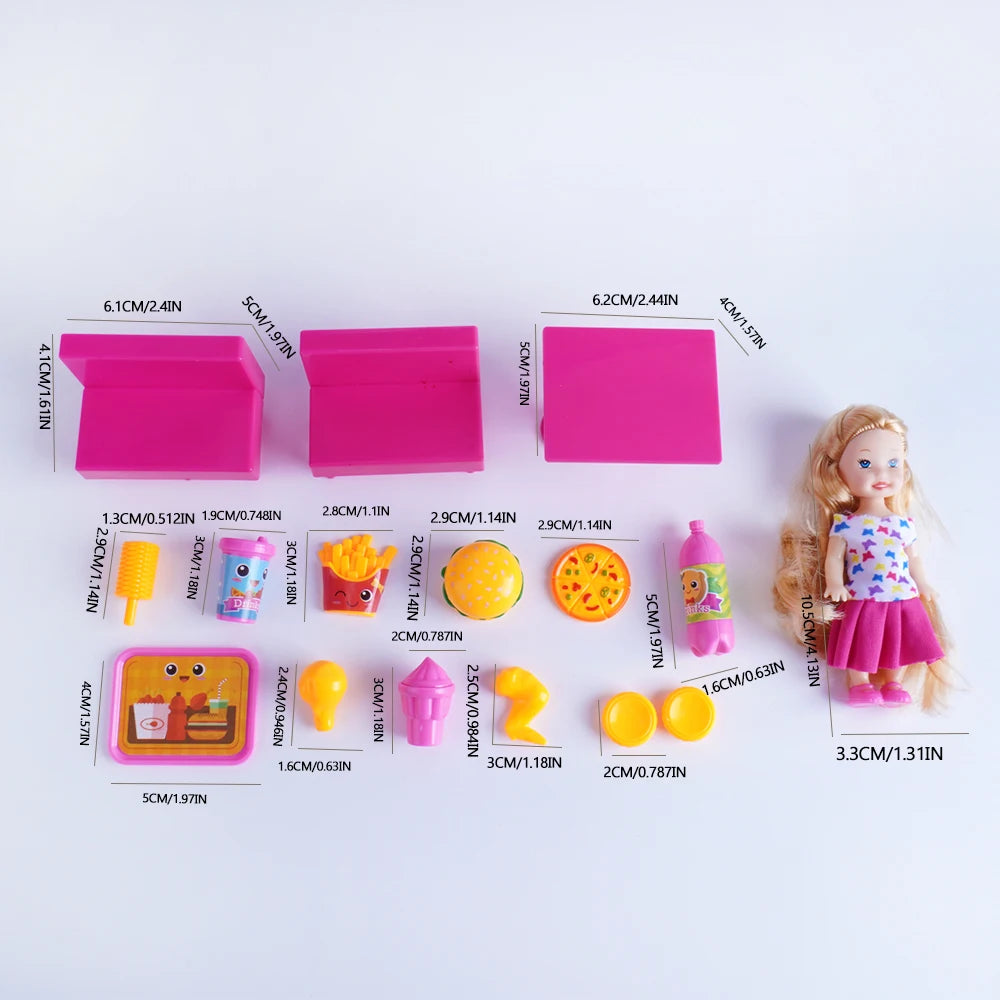 Mini Fashion Girl Doll With Pet Dog Travel Convertible Car Toy
