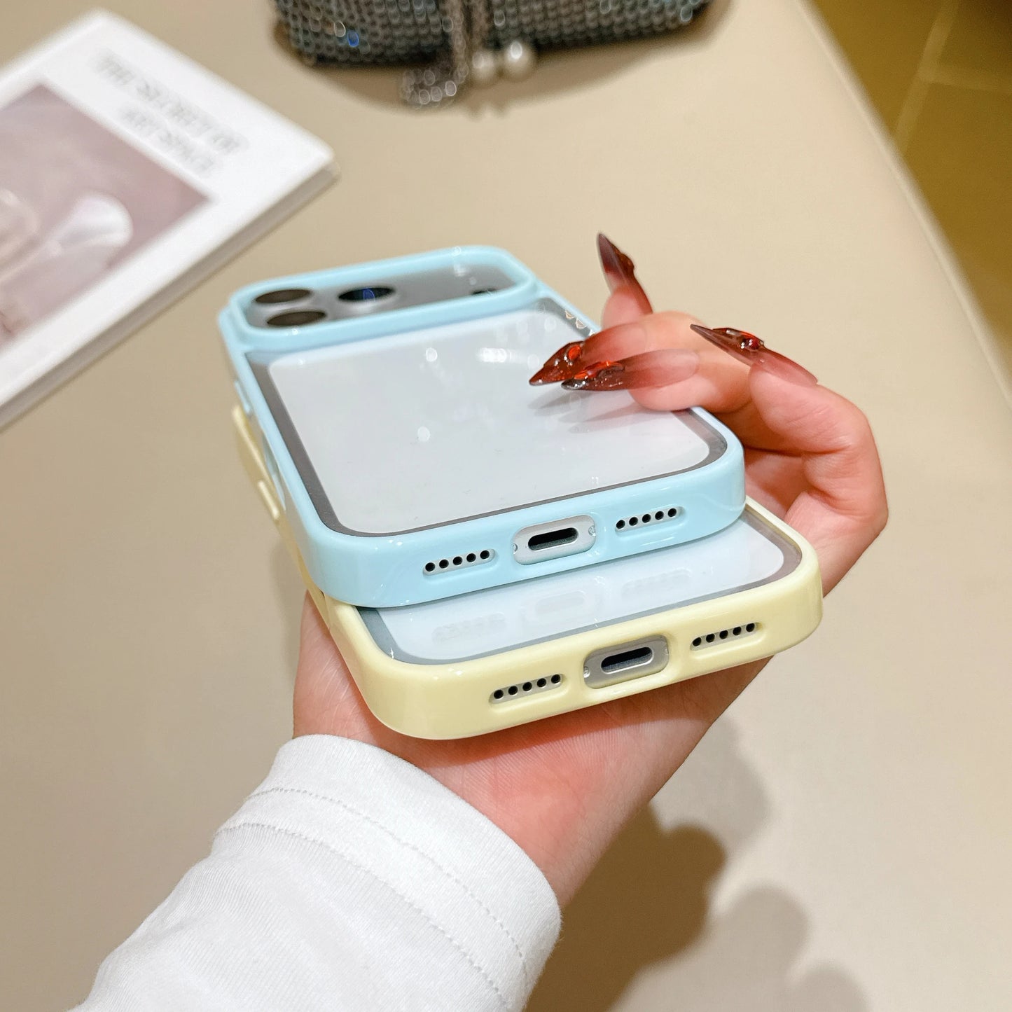 Candy Color Acrylic Hard Phone Case For iPhone 17 16 15 14 Plus 13 12 Pro Max Clear Silicone Soft Shell Shockproof Back Cover