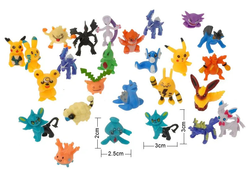 Pokemon Mini Figures 2-3CM  Anime Action Pikachu