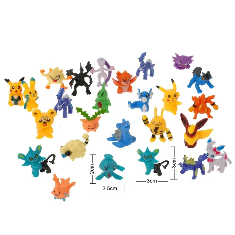Pokemon Mini Figures 2-3CM  Anime Action Pikachu